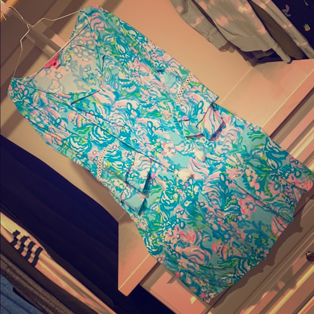 Lilly Pulitzer Blue Ibiza Aqua La Vista Cover Up